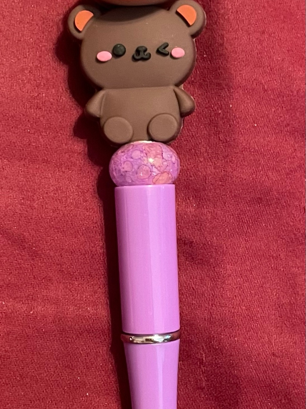 Kawaii Bear Top Purple Pink Ballpoint Pen